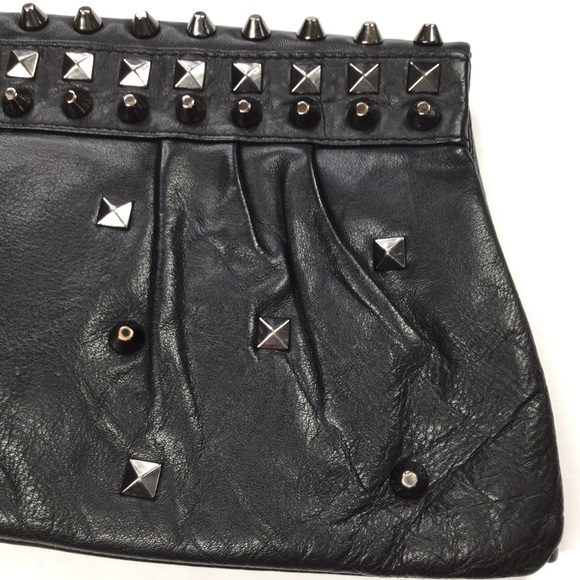 RomyGold Studded Leather Clutch purse
